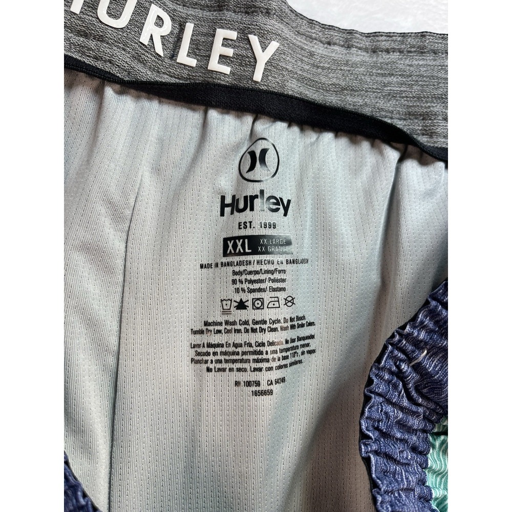 Hurley Swim Trunks Mens 2XL XXL Green/Blue Bathing Suit Board Shorts Stretch - Picture 4 of 11